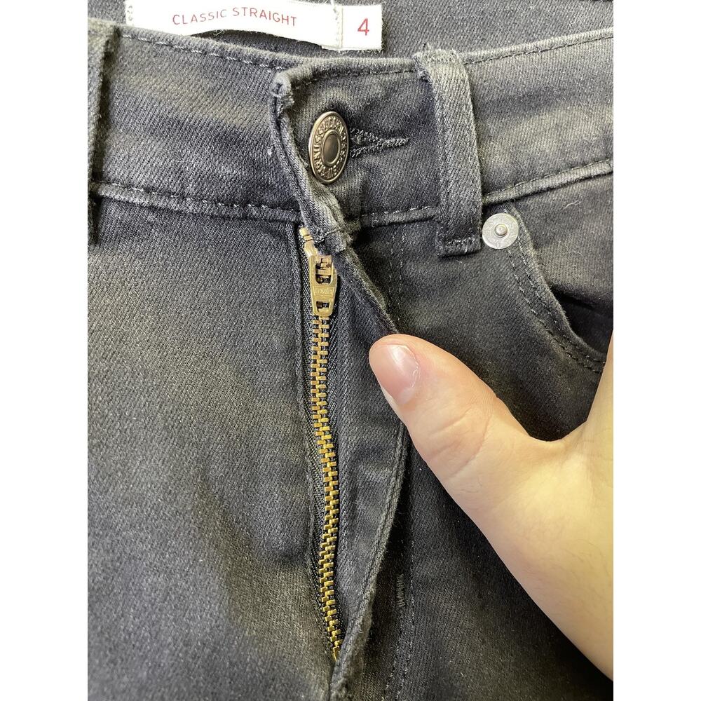 Levis Classic Straight‎ Jeans Womens 4 Black Mid Rise Stretch Waterless - Picture 2 of 14